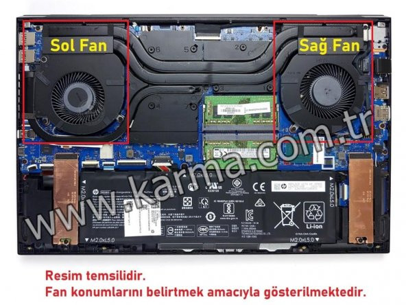 Hp Omen 15-EK1012NT 4H0J0EA Notebook CPU Fan / Ver.1 (Sağ - 5V) - Resim 2