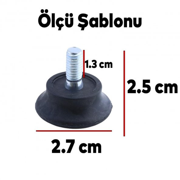 Bingo Rotil Ayak M6 Civatalı 6 mm Siyah Profil Yükseltme Ayağı 2.5 cm (10 ADET) - 2