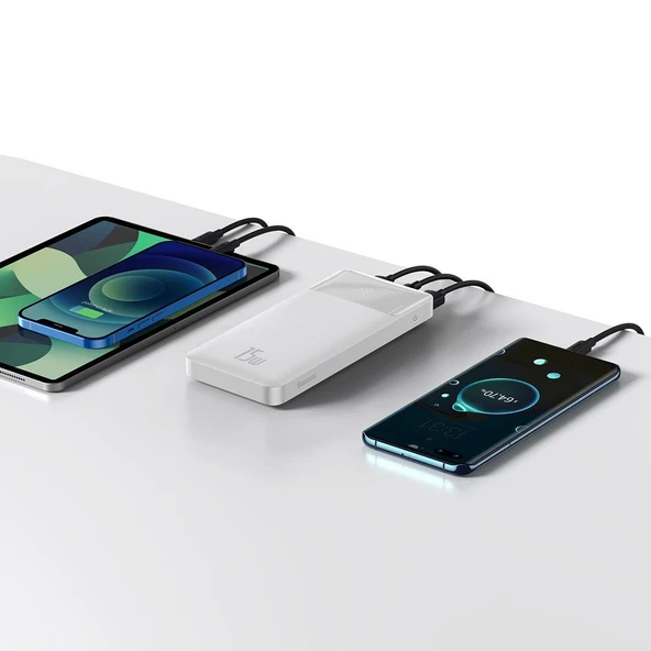 Baseus PPBD050002 Bipow Overseas Edition Dijital Ekranlı 15W 10.000 mAh Powerbank Beyaz - 7