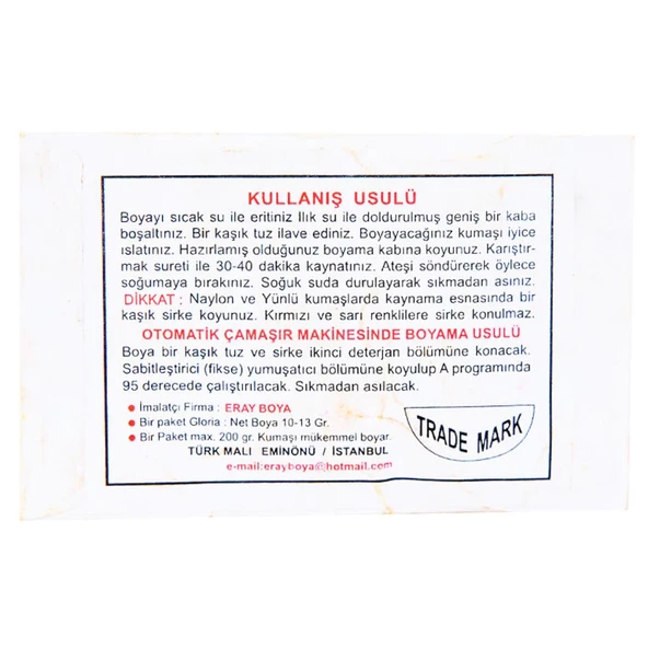 Gloria Koyu Mavi Renk Pamuk Yün Naylon İpek Kumaş Boyası 10Gr - 2