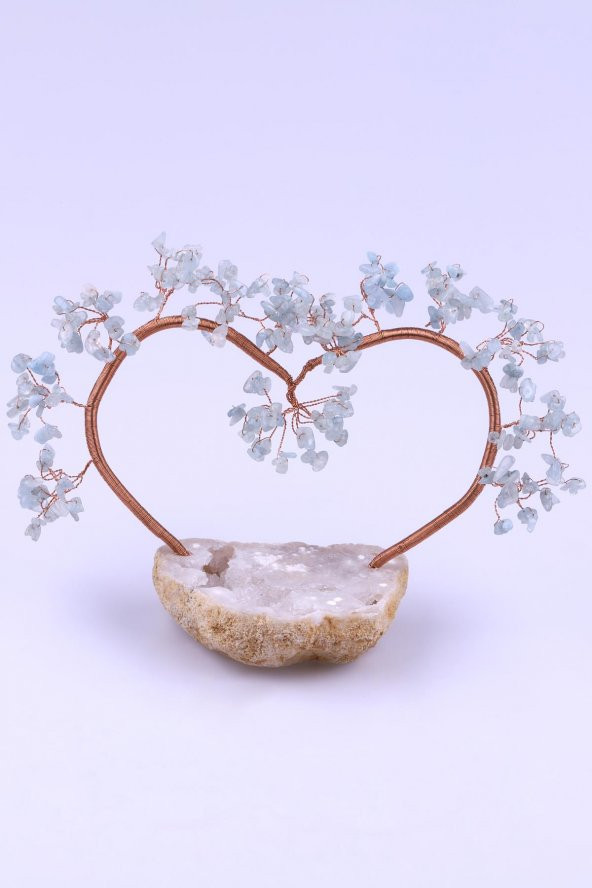 Akuamarin Doğal Taş Kalp Model Ağaç ürün görseli 1