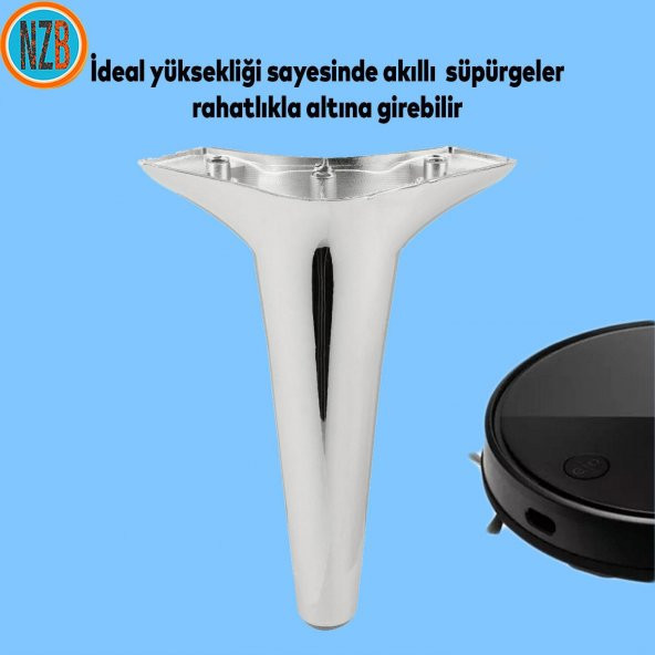 Mobilya Kanepe Sehpa Yatak Dolap TV Ünitesi Baza Koltuk Ayağı Krom Renk 20 cm Ayak - 4
