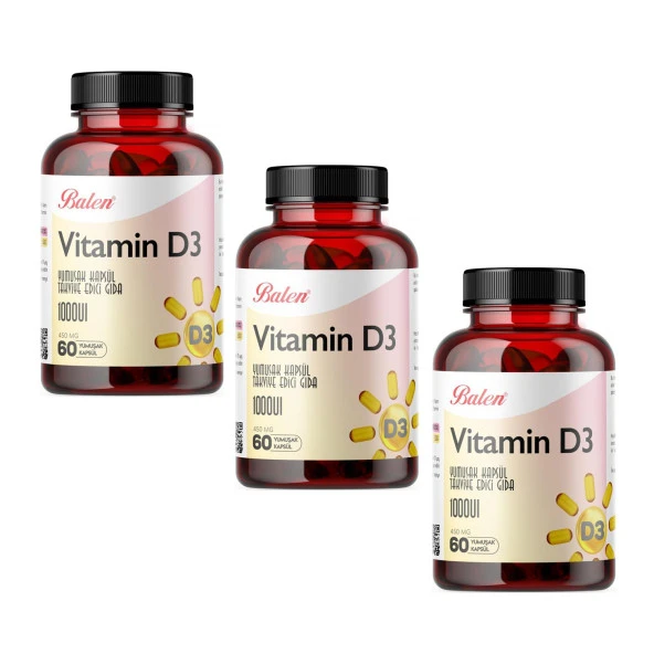 Balen Vitamin D3 450 Mg 60 Yumuşak Kapsül x 3 Adet ürün görseli 1
