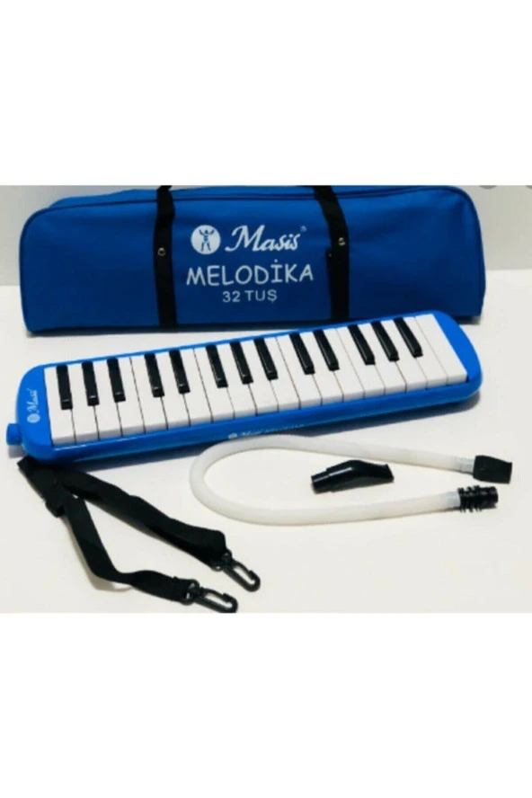 32 Tuşlu Mavi Melodika Tuşlu Nefesli Çalgı Müzik Aleti Çantalı - 2