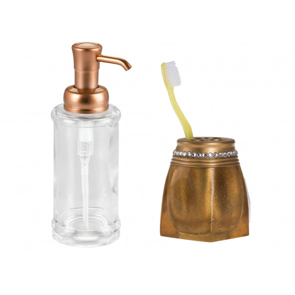 ZBOSP-C392 SIVI SABUNLUK VE TAŞLI ALTIN DİŞ FIRÇALIK 2 Lİ BANYO SETİ - Resim 2