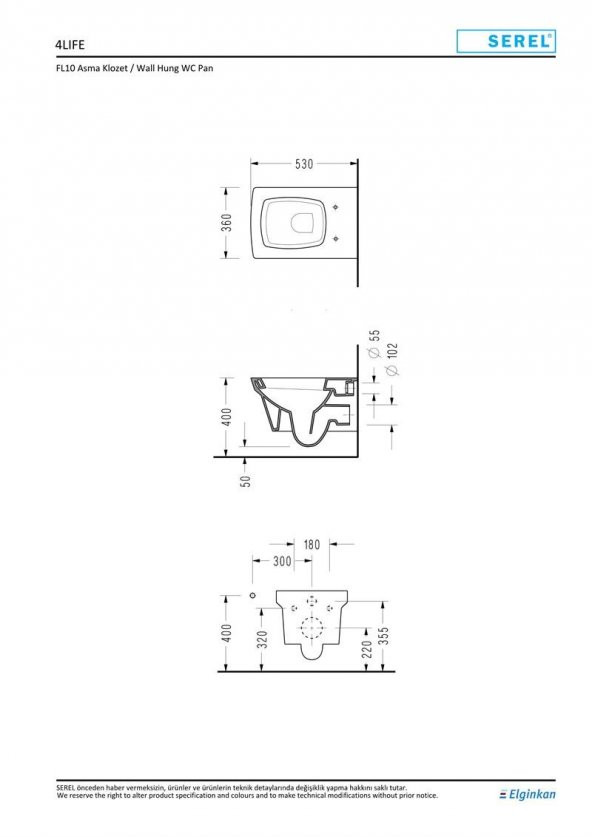 Serel 4life 53 Cm Asma Klozet - Kapak Hariç FL10ADS110H - 2