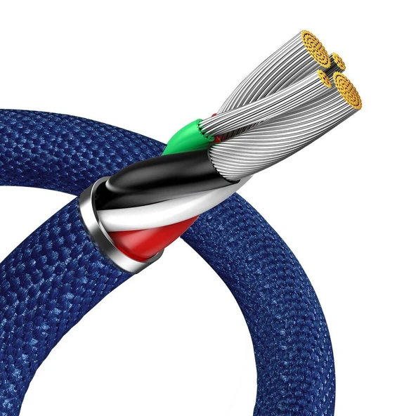 Baseus CAJY000003 Crystal Shine 2.4A 120 cm Lightning Şarj Kablosu Mavi - 5