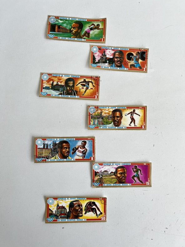 Ekvator Ginesi Munih 72 Olimpiyatları Pulu Lotu 7 Adet - 2