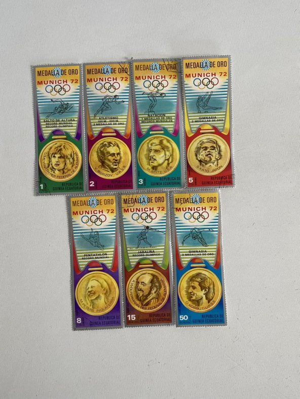 Ekvator Ginesi Munih 72 Olimpiyatları Madalya Pulu Lotu 7 Adet - 2