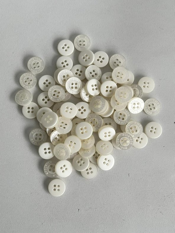 4 Delik Yuvarlak Beyaz Düğme 12mm 100 Adet - 2