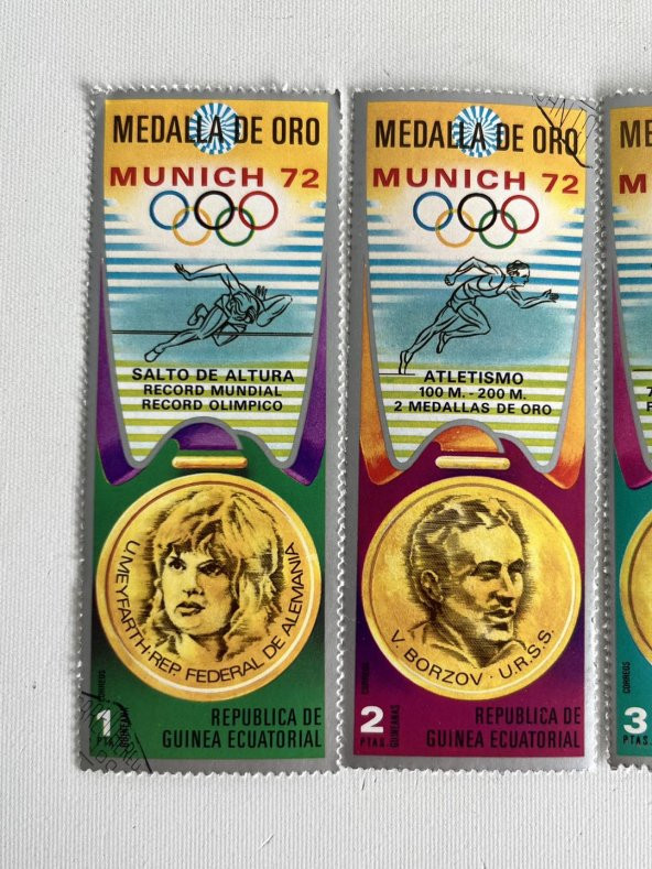 Ekvator Ginesi Munih 72 Olimpiyatları Madalya Pulu Lotu 7 Adet - 6
