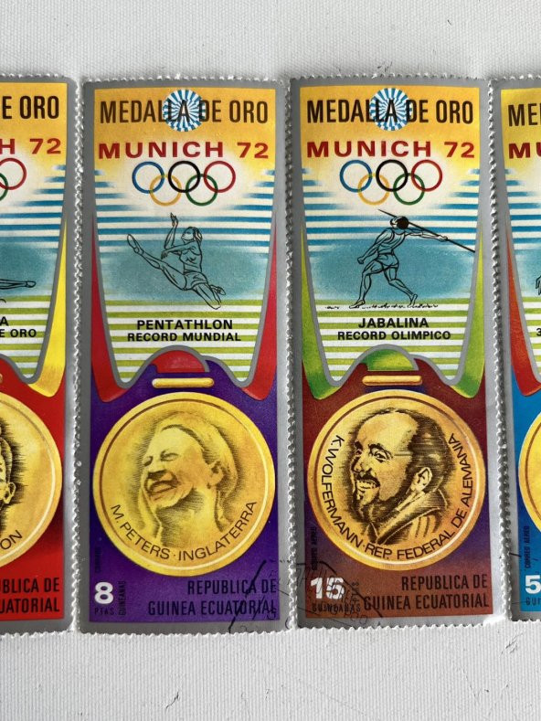 Ekvator Ginesi Munih 72 Olimpiyatları Madalya Pulu Lotu 7 Adet - 7