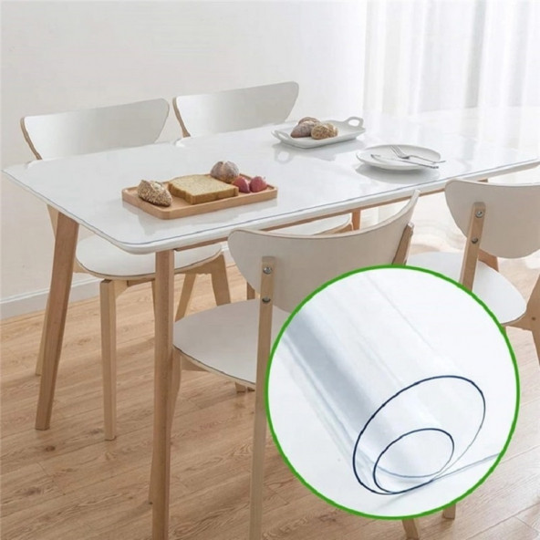 CEREN ŞEFFAF 80X120 (GERÇEK KALINLIK) 1.4 MM   TÜM BOYUTLAR KALIN PVC KAYMAZ MASA ÖRTÜSÜ - 2