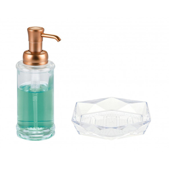 ZBOSP-C402 CAM SIVI SABUNLUK VE AKRİLİK SABUNLUK 2 Lİ BANYO SETİ - Resim 3