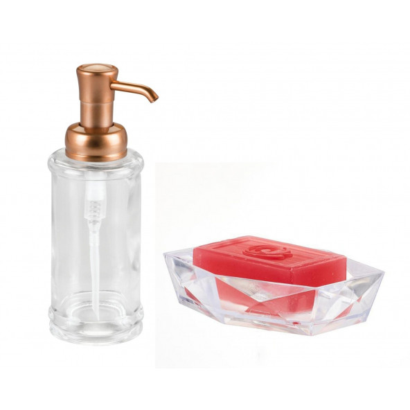 ZBOSP-C402 CAM SIVI SABUNLUK VE AKRİLİK SABUNLUK 2 Lİ BANYO SETİ - Resim 4