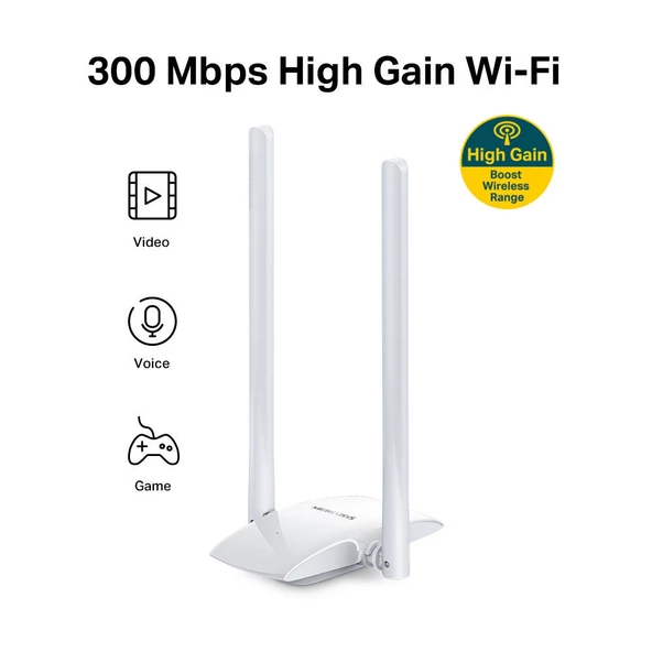 TP-LINK MERCUSYS MW300UH 300MBPS HIGH GAIN WIRELESS USB ADAPTER MICRO USB 2.0 2 EXTERNAL ANTENNAS - 2