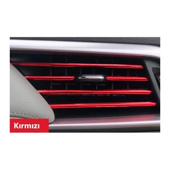 Araç İçi Klima Izgara Hava Çıkış Dekoratif Şerit Klima Şerit Krom Kırmızı 10 AD - 12