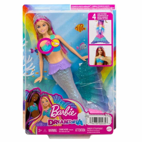 Barbie Dreamtopia Işıltılı Deniz Kızı Bebek 30 CM Suda Yanıp Sönen Işık Özelliği - Resim 5