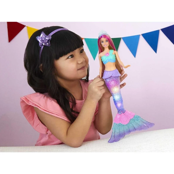 Barbie Dreamtopia Işıltılı Deniz Kızı Bebek 30 CM Suda Yanıp Sönen Işık Özelliği - Resim 6