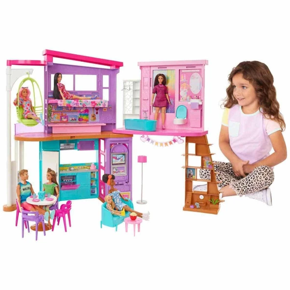 Barbie Tatil Evi 107 Cm 30 Dan Fazla Parçasıyla 2 Katlı 6 Odalı Salıncaklı 3 Yaş Ve Üzeri - Resim 5