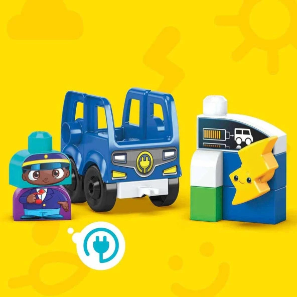 Mega Bloks Doğa Dostu Otobüs Seti Yürüme Çağındaki Çocuklar İçin Yapı Oyuncakları 36 Parça - Resim 3