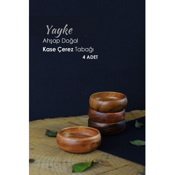 Yayke Yuvarlak Doğal Ahşap Çerezlik & Ahşap Bambu Kase Çerezlik Seti - (4 Adet)