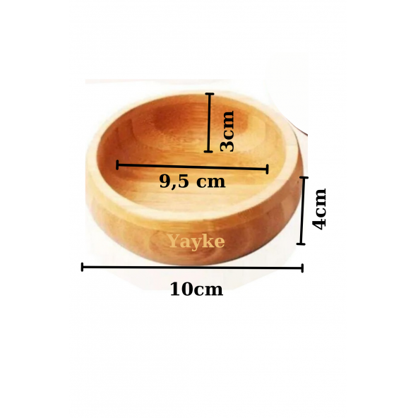 Yayke Yuvarlak Doğal Ahşap Çerezlik & Ahşap Bambu Kase Çerezlik Seti - (4 Adet) - 6