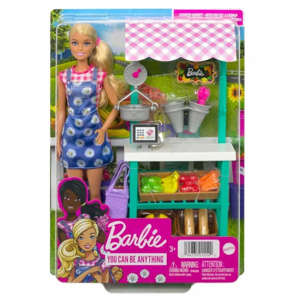Barbie Çiftçi Pazarı Oyun Seti Barbie Bebek Pazar Tezgahı Kasa Sebzeler Ekmek Peynir Ve Çiçekleriyle - 5