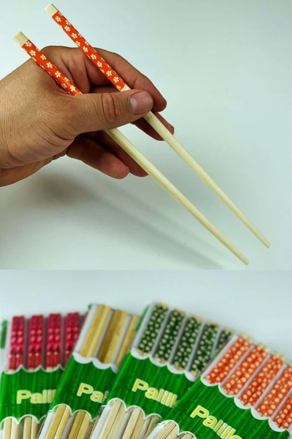 Bambu Chopstick 10 Çift Ahşap Desenli Çin Çubuğu Tekrar Kullanılabilir