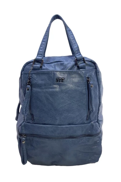 Baginn Yıkama Suni Deri Retro Kadın Sırt Çantası Çok Cepli Fonksiyonel Kullanım - 3