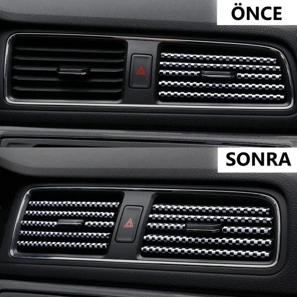 Araçiçi Klima Izgara Hava Çıkış Dekoratif Klima Şerit Karbon Siyah 10 AD - 2