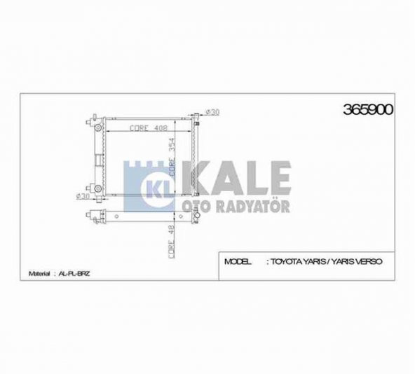 Kale-365900 Su Radyatörü Toyota Yaris-Yaris Verso 350X478X16 Al/P 514630168
