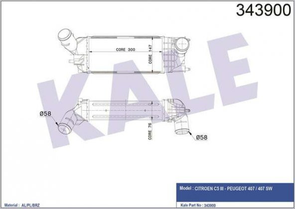 Kale-343900 Turbo Sogutucu Radyator (Intercoll) C5 P407 1,6Hdi 2, 515069873 - 1