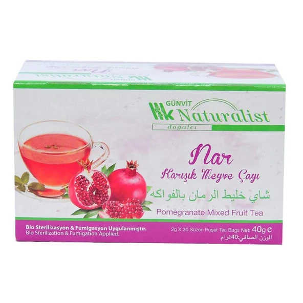 Günvit Naturalist Nar Karışık Süzen Poşet Meyve Çayı 20x2G Narlı - 5