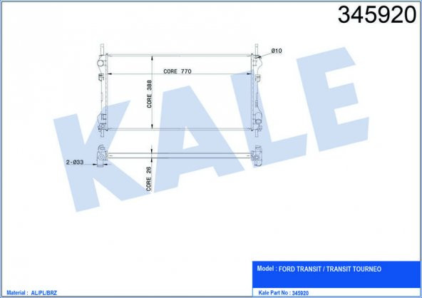 Kale-345920 Su Radyatörü Transit V184 2.4Tdci 100Ps 125Ps Önden Ç 515065054 - 1