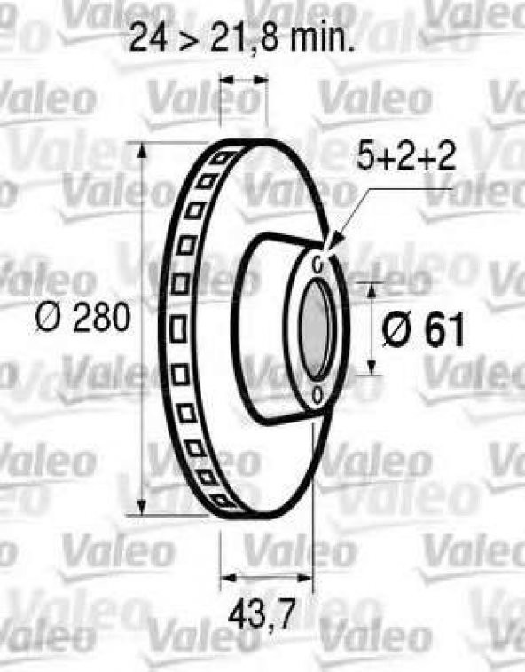 FREN DISKI ON LAGUNA I SAFRANE II SCENIC II ESPACE III 1.8 16V 2.0 2.2 2.5 20V 2.5-3.0 280x24x5DLxH VALEO 186600 OEM -7700802231|7700830283|7701204305|7701205231|7701205843|7701206198 - 1