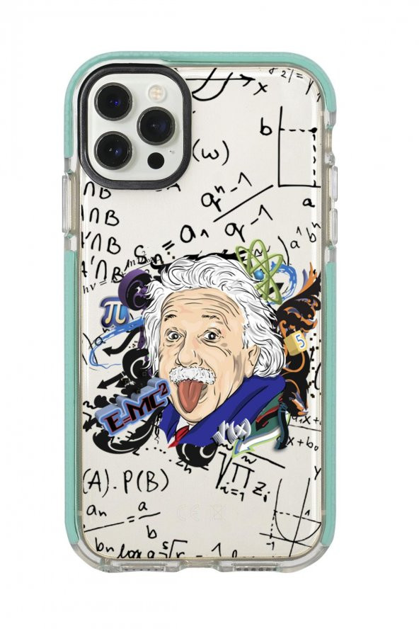 iPhone 12 Pro Max Einstein In Formula Desenli Candy Bumper Silikonlu Telefon Kılıfı