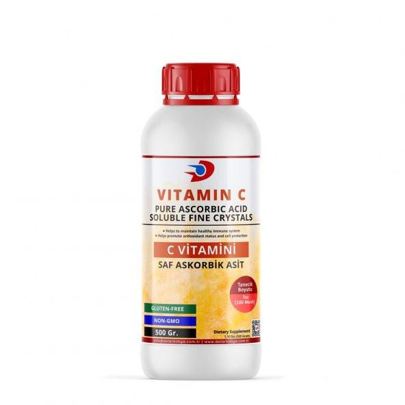 Dolar Kimya Askorbik Asit | 500 Gram (C Vitamini, E300, Tanecik/Mesh:100)