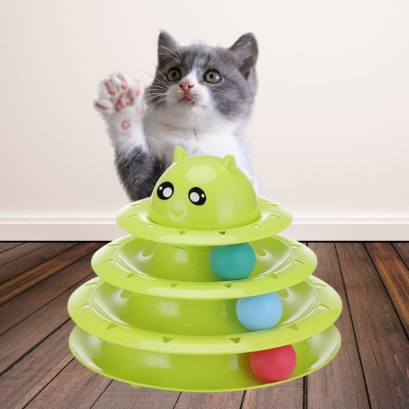 Tower Of Tracks Eğlenceli Üç Katlı Kedi Oyuncağı Seti Kedi Oyunu (579)