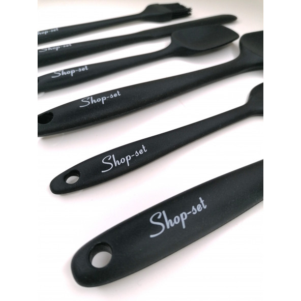 Shop-set Isıya Dayanıklı Yanmaz Yapışmaz Silikon Spatula Seti 6 Parça SİYAH - 2