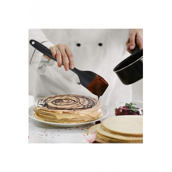 Shop-set Isıya Dayanıklı Yanmaz Yapışmaz Silikon Spatula Seti 6 Parça SİYAH - 6