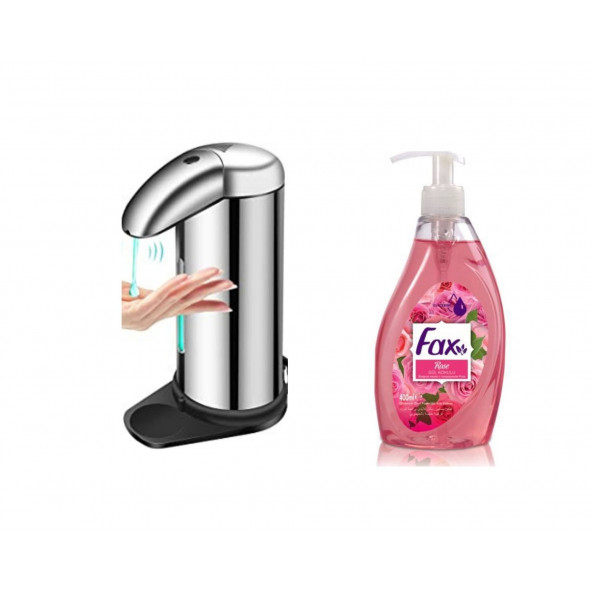 BOSP009 SENSÖRLÜ FOTOSELLİ SIVI SABUNLUK 14X10X22CM VE 1 ADET 400 ML SIVI SABUN GÜL KOKULU - 2