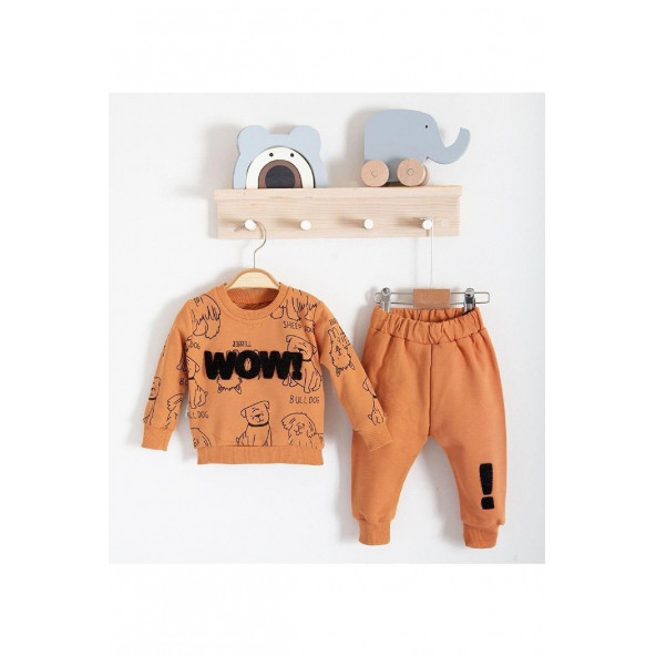 Elit Babys Wow Desenli Unisex Bebek Sweatshirt Ve Alt Mevsimlik Takım