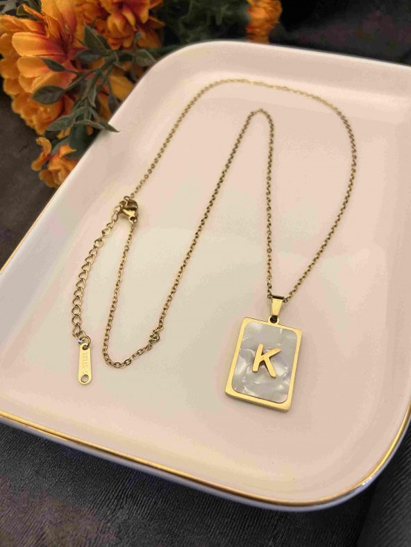 Aksesuar Çarşısı Sedefli K Harfi Kolye Gold - 2