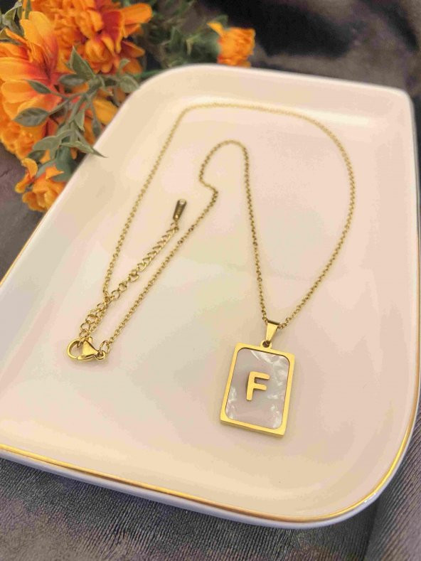 Aksesuar Çarşısı Sedefli F Harfi Kolye Gold - 2