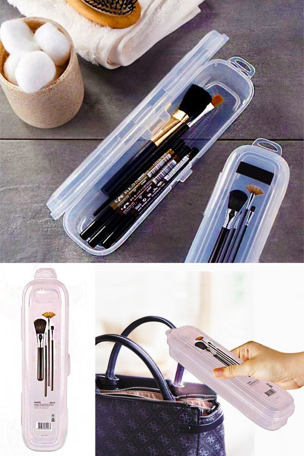 h Multi Şeffaf Kapaklı Çanta İçi Saklama - Diş Fırçası - Makyaj Fırçası - Kalemlik Kutusu