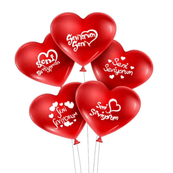 h Seni Seviyorum Yazılı 50 li Kalp Balon