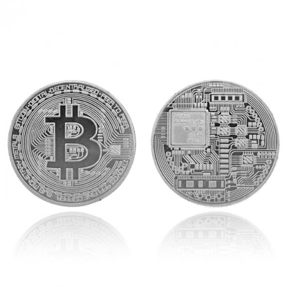 h Bitcoin Madeni Hatıra Parası Hediyelik - Gümüş Renk