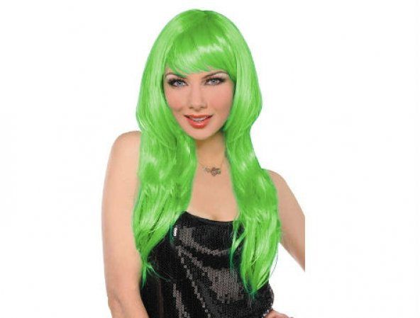 h Uzun Peruk Saç - Yeşil