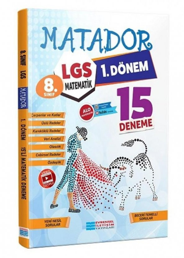 8. Sınıf LGS 1.Dönem Matematik Matador 15 li Deneme Video Çözümlü Evrensel İletişim